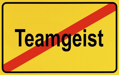 Obraz premium Sign city limits, symbolic image for the end of team spirit