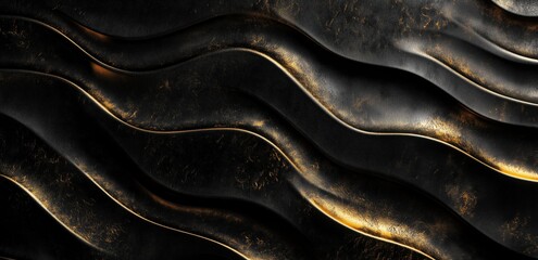 Black and Gold Abstract: An abstract background featuring a mesmerizing flow of black and gold waves, creating a luxurious and sophisticated design.