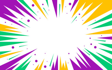 Colorful abstract starburst background for  Mardi Gras carnival vector confetti,  Modern blast explosion pop art, zap excitement,  zoom, comic rays, template, isolated on white © Rajan