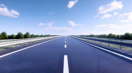 Fototapeta premium Open road stretching towards a bright horizon under a clear blue sky, symbolizing journey, freedom, and endless possibilities