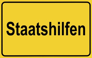 Sign city limits, symbolic image for the start of government aid