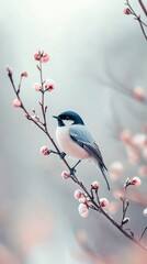 A Charming Little Bird on a Blossom Branch