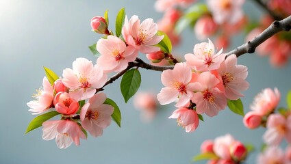 Obraz premium Delicate peach blossoms against a serene background