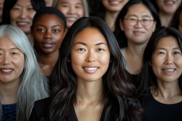Fototapeta premium Empowered Women in the Workplace: A Diverse Group Portrait of Support, Teamwork, and Solidarity