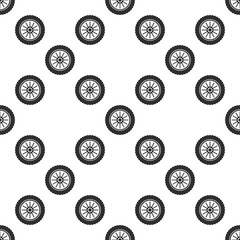 Auto wheel vector seamless pattern - Vehicle tire and disc vector element