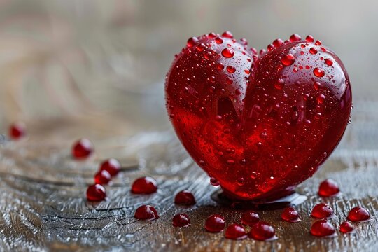 Top View Photo of Female Hands Holding a Red Heart on a Pastel Blue Background: Concept for World Blood Donor Day - Powered by Adobe
