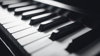 Piano Keys Close-Up: A Monochromatic Symphony of Musical Notes