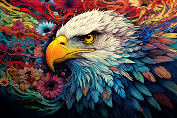 Eagle Colorful Animal Enchanting Abstract Painting