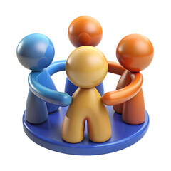 3D Team Collaboration Icon with Soft Glow and Rounded Edges