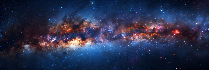 Fototapeta premium Ineffable Grandeur: The Luminous Wonders of the Milky Way Galaxy from Outer Space