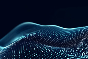 Fototapeta premium Abstract Background Creates a Flowing Wave of Digital Particles Dynamically in the Dark