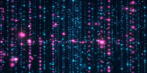 Abstract Background Displays Cascading Data Streams with Glowing Particles, Representing Digital Information Flow.