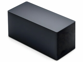 Fototapeta premium Sleek Black Rectangular Device with Textured Side Panel Elegantly Displayed on a White Background
