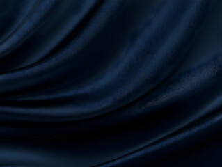 Fototapeta premium Dark Blue Textured Fabric Flows Smoothly in Elegant Waves, Creating a Luxurious Abstract Background.