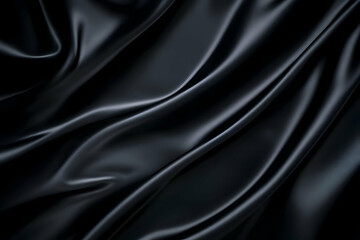 Fototapeta premium Dark and Elegant: Smooth Black Silk Fabric Flowing Gracefully in Gentle Folds