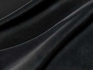 Fototapeta premium Close-up of Black Satin Fabric elegantly draped displays luxurious texture and sheen.