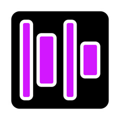 Abstract purple bars in a rounded black rectangle