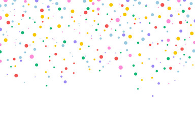 Confetti background, vector colorful falling, congratulations confetti explosion, festive, multicolored paper, circle, dots, isolated on white, Celebration confetti background