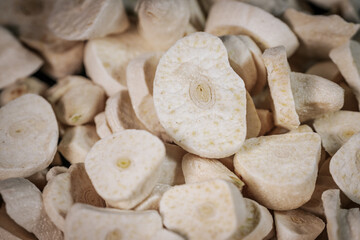 A detailed macro shot of freeze-dried, highlighting their crisp texture and natural details. Perfect for food, nutrition, and healthy snack themes.