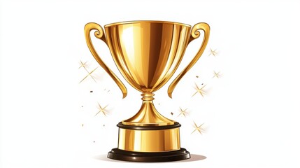 Golden trophy cup isolated on white background vector illustration for awards and achievements representation