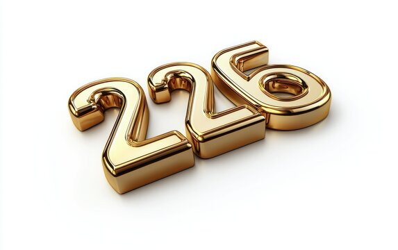 Gold 226 Number on White Background