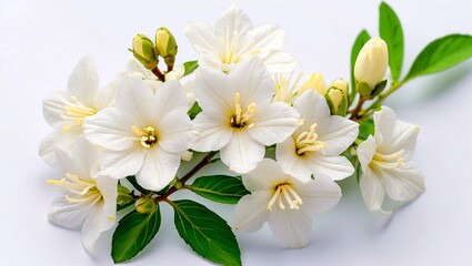 Obraz premium Elegant white jasmine flower isolated on pure background