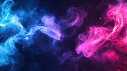 Obraz premium A cool background featuring swirling smoke with neon highlights, giving a mysterious and modern look, perfect for digital artwork.