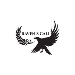 raven silhouette vector line art logo