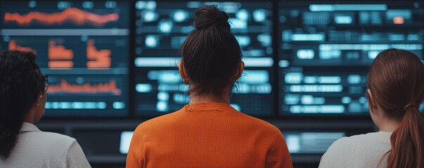 Data analysts collaborating on innovative technology solutions modern office professional environment focused viewpoint