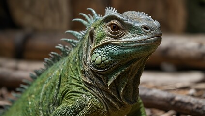 Fototapeta premium green iguana on a tree