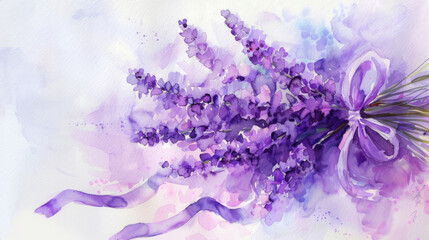 Lavender watercolour illustration. Light pastel colours drawing