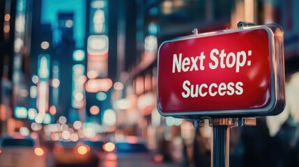 Red sign displaying the phrase do not stop success against a plain background