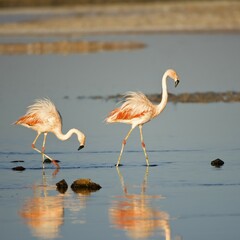 Chilean Flamingos (Phoenicopterus chilensis), Laguna de Chaxa, Atacama desert, Chile, South America