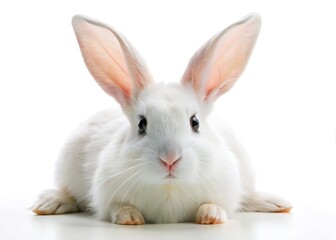 Fototapeta premium Timid White Rabbit Fashion Photography, Elegant Bunny, Chic Fur, Studio Portrait