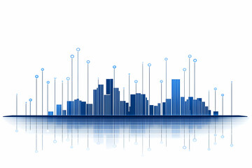Fototapeta premium Abstract Cityscape with Connecting Lines Represents Urban Network and Technological Integration