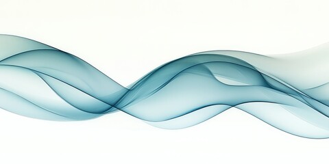 Abstract Flowing Wave of Jade and Cerulean Blue Light on a White Background, Dynamic Modern Design