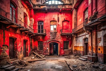 Naklejka premium Urban Exploration Photography: Modern Red Gradient Grain Background