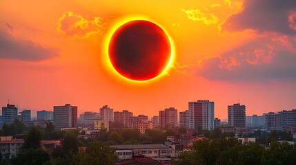 Fototapeta premium A spectacular view of a total solar eclipse from space, with the corona glowing.