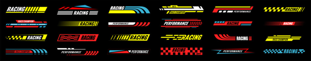 Car race stripes collection. Speed line stickers set © 4zevar