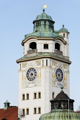 Tower of Muellersches Volksbad, Isar river, Munich, Bavaria, Germany, Europe