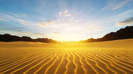 Fototapeta premium Golden Desert Sunset Landscape
