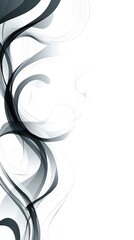 Abstract black smoky waves on white background.