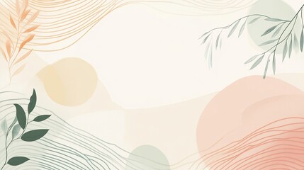 Abstract background with different shapes and floral elements.