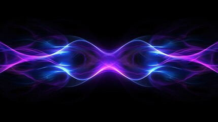 Abstract blue and purple energy waves on black background.