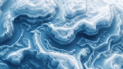 Abstract blue icy landscape with canyons.
