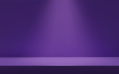 Purple Room with table surface. Product presentation template.