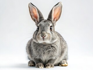 Obraz premium Vintage Gray Rabbit on White Background