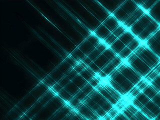 Obraz premium Abstract Teal Light Trails Crisscross on a Dark Background, Creating a Dynamic and Modern Design.