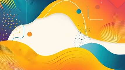 Abstract flowing shapes with bright gradient colors, and dots background.