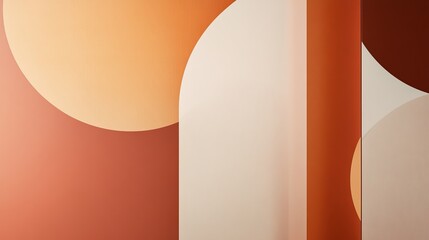 Abstract geometric shapes in warm orange tones with soft shadows.